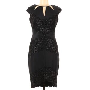Jax Little Black Lace Sheath Pencil Cocktail Dress women’s size 6 mini